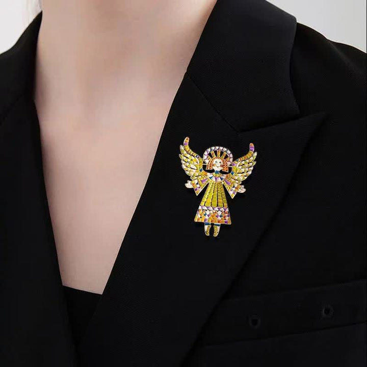 Süße bunte Emaille-Engelsbrosche für Damen