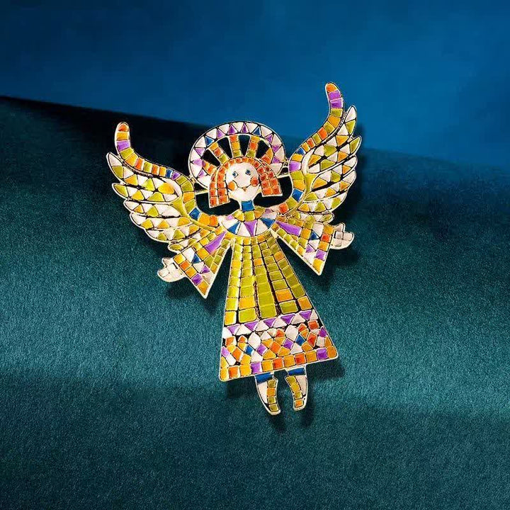 Süße bunte Emaille-Engelsbrosche für Damen