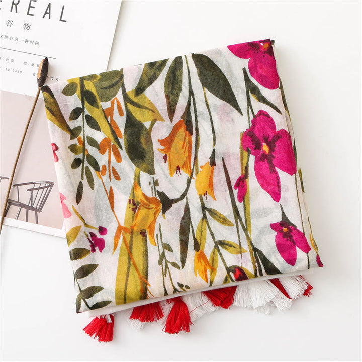 Leichter, dünner Damenschal mit Blumenmuster