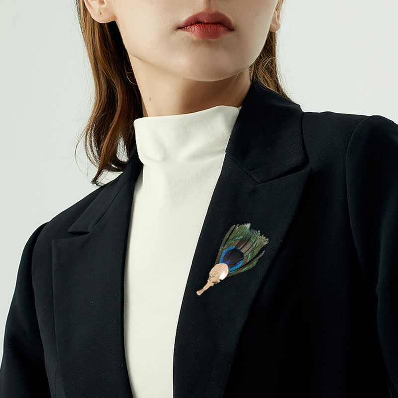 Unisex Künstliche blaugrüne Pfauenaugenfeder-Brosche