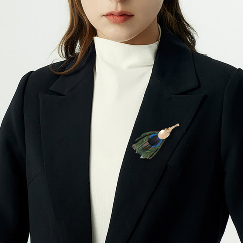 Unisex Künstliche blaugrüne Pfauenaugenfeder-Brosche