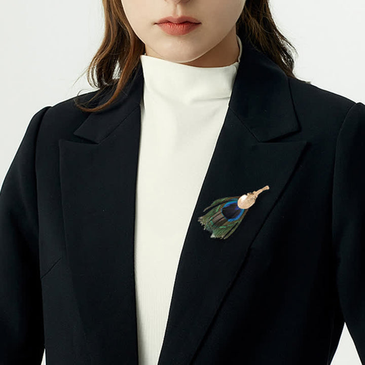 Unisex Künstliche blaugrüne Pfauenaugenfeder-Brosche