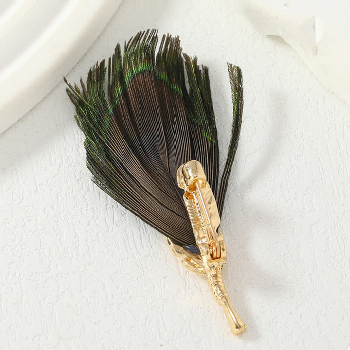 Unisex Künstliche blaugrüne Pfauenaugenfeder-Brosche