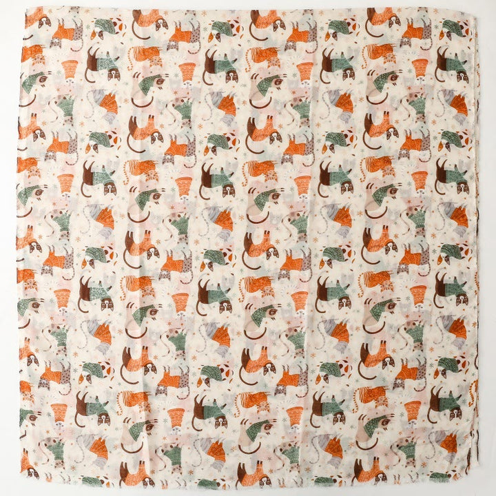 Leichter, dünner Schal mit Katzen- und Kätzchen-Aufdruck für Damen