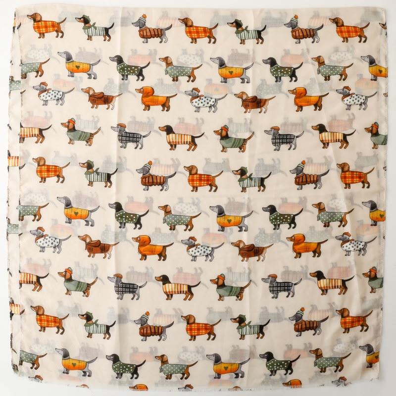 Leichter, dünner Damenschal mit süßem Dackel-Aufdruck