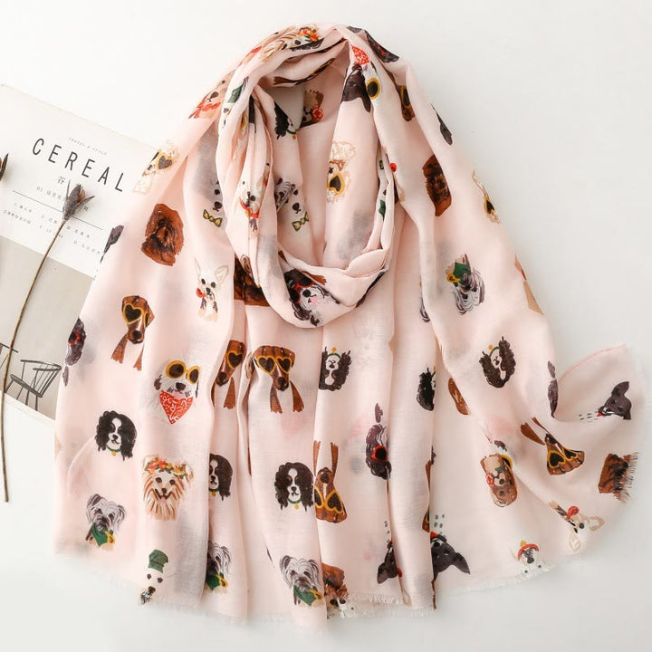 Leichter, dünner Damenschal mit süßem Hundewelpen-Aufdruck