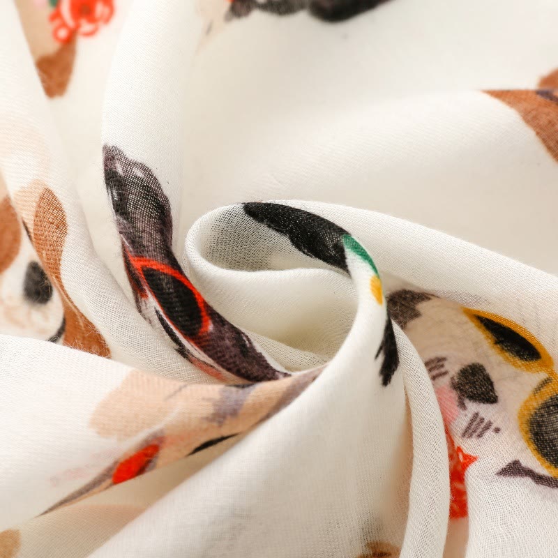 Leichter, dünner Damenschal mit süßem Hundewelpen-Aufdruck