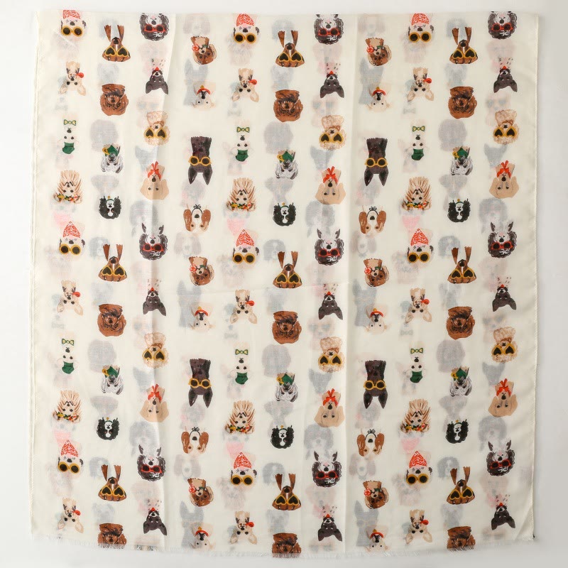 Leichter, dünner Damenschal mit süßem Hundewelpen-Aufdruck