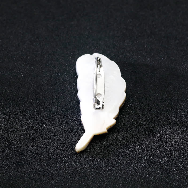 Unisex-Brosche in Federform aus natürlicher Abalone-Muschel