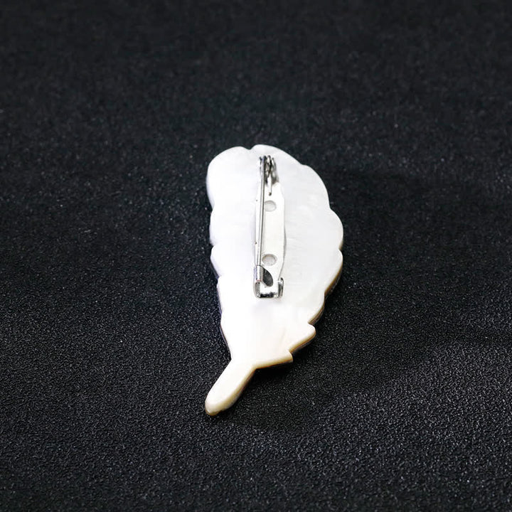 Unisex-Brosche in Federform aus natürlicher Abalone-Muschel