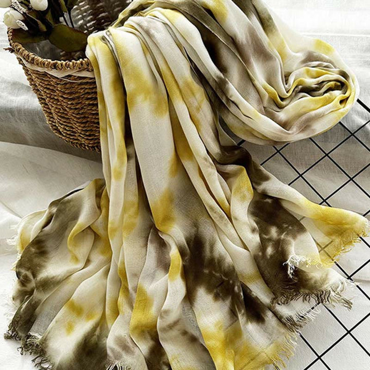 Leichter Schal mit Batik-Kunstdruck für Damen, dünn