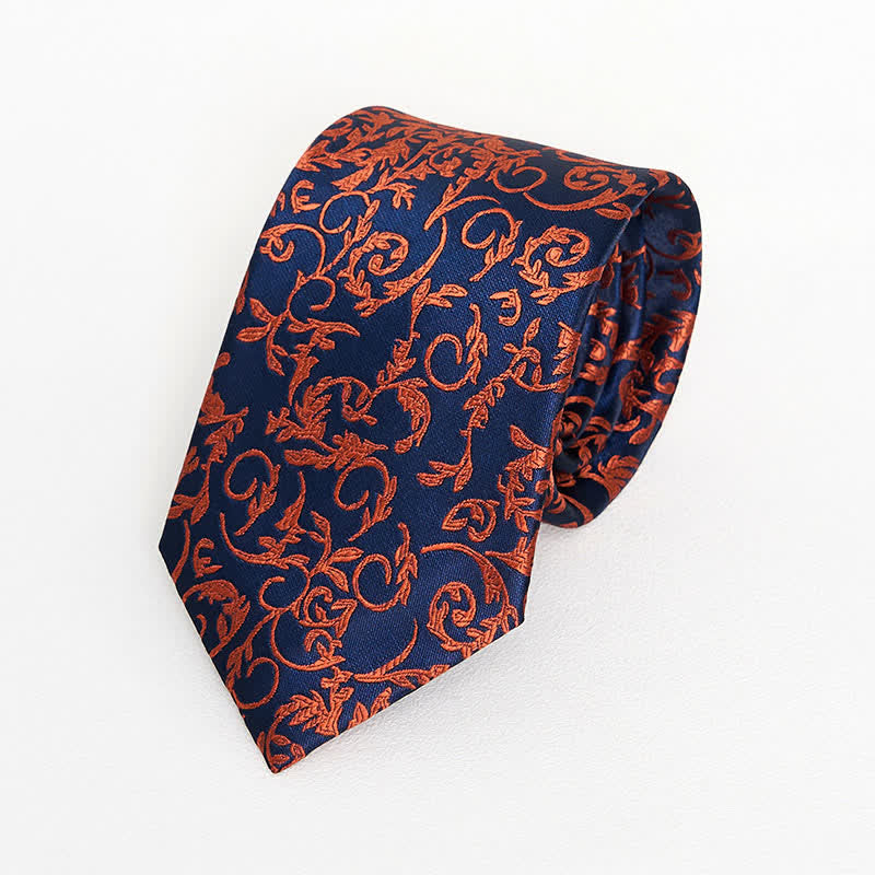 3er-Set Herren-Krawatten Orange Vine & Navy