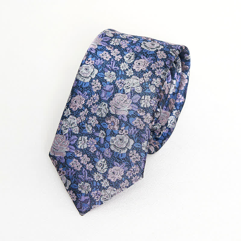 SteelBlue Herren-Krawatte mit Blumenmuster