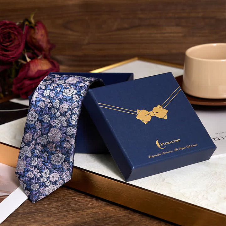 SteelBlue Herren-Krawatte mit Blumenmuster