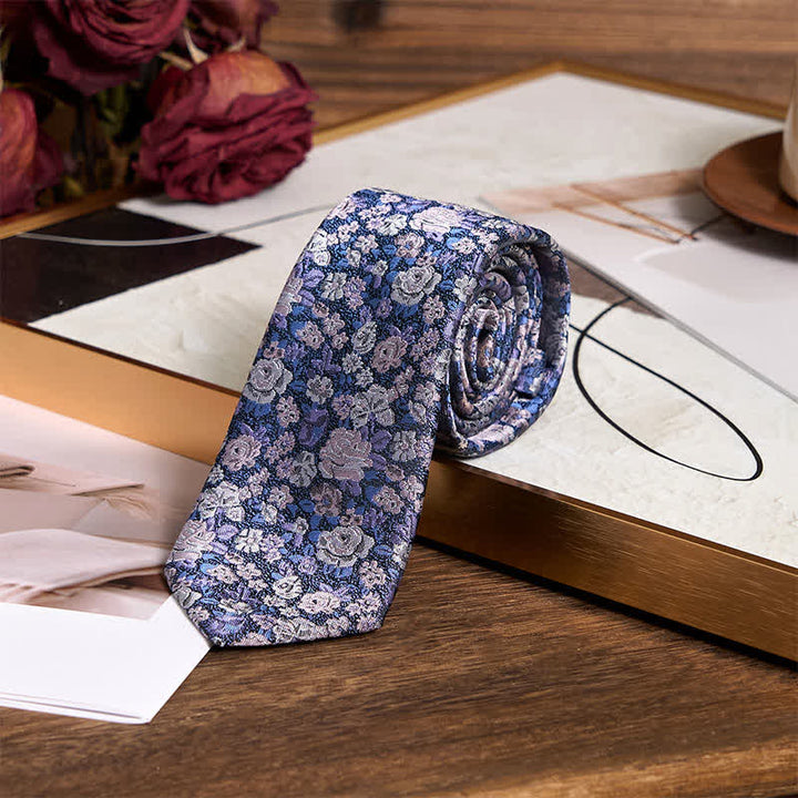 SteelBlue Herren-Krawatte mit Blumenmuster