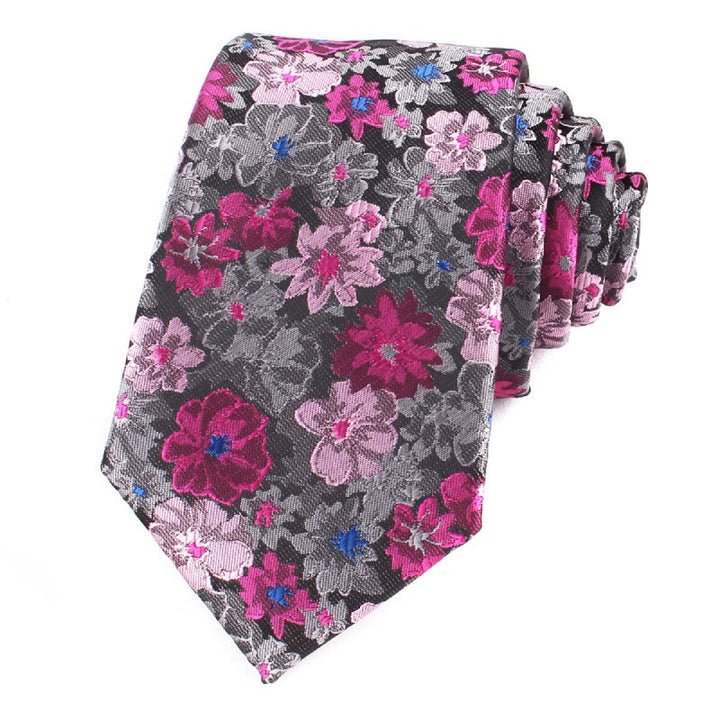 Herren Krawatte mit bunten Blumen, sanfte Polyester-Krawatte