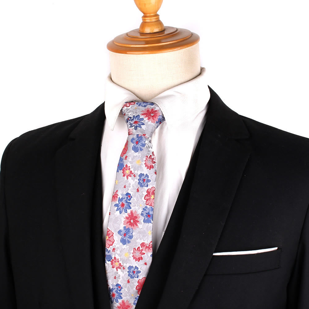 Herren Krawatte mit bunten Blumen, sanfte Polyester-Krawatte