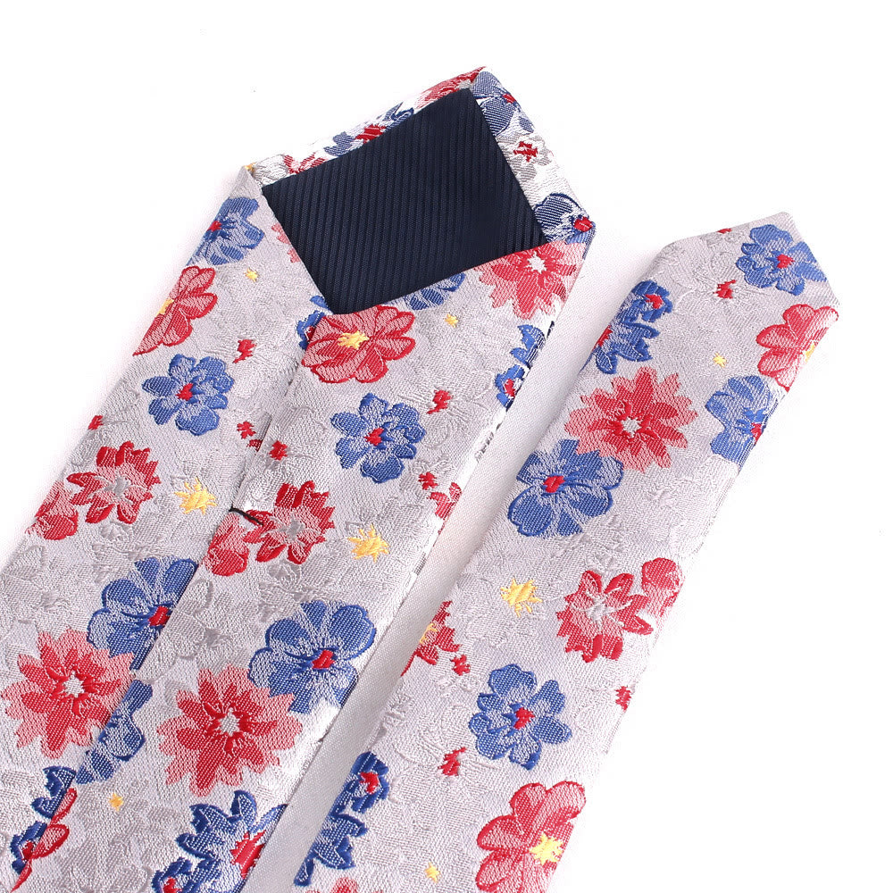Herren Krawatte mit bunten Blumen, sanfte Polyester-Krawatte
