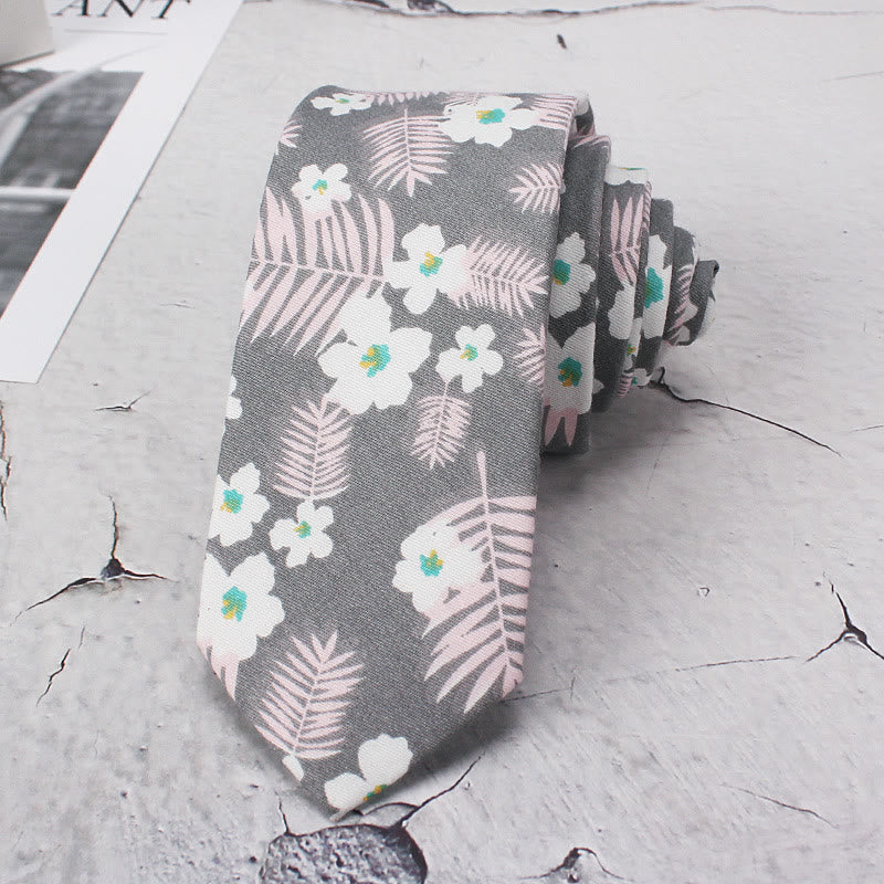 Herren-Krawatte aus Polyester mit blühenden Blumen