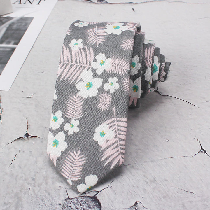 Herren-Krawatte aus Polyester mit blühenden Blumen