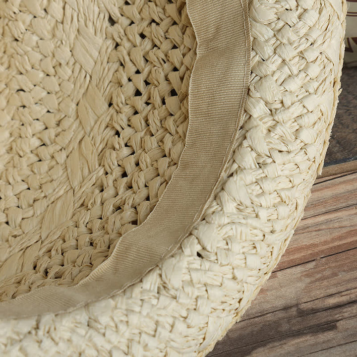 Unisex Boho Strand Handarbeit Sommer Stroh Fedora Hut