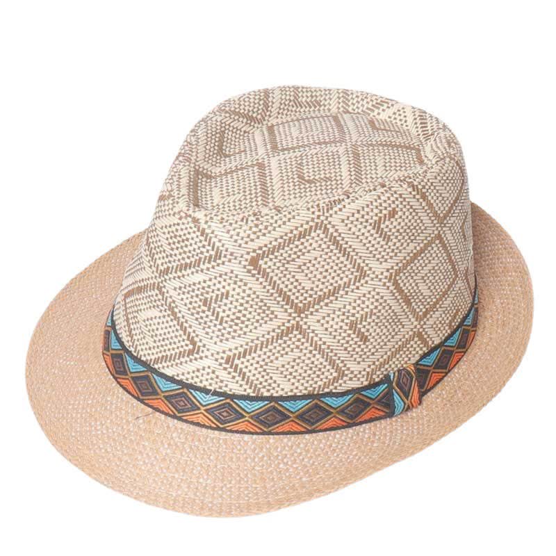 Geflochtener Fedora-Hut im Streetwear-Ethno-Stil für Herren