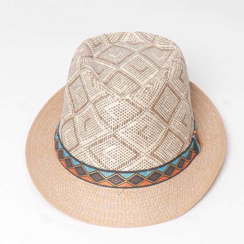 Geflochtener Fedora-Hut im Streetwear-Ethno-Stil für Herren