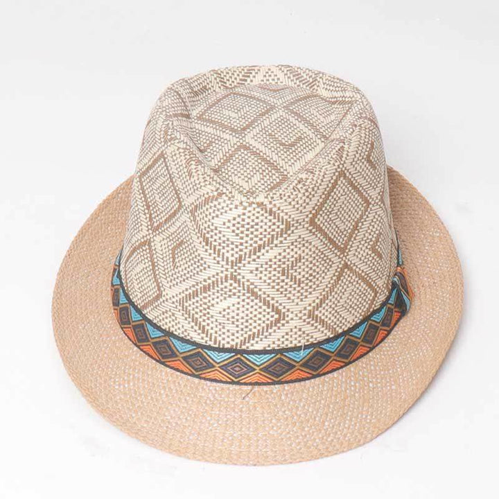 Geflochtener Fedora-Hut im Streetwear-Ethno-Stil für Herren