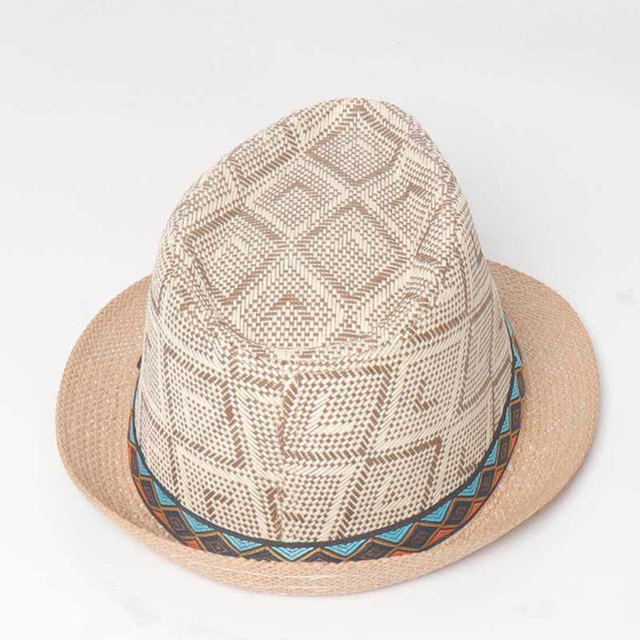 Geflochtener Fedora-Hut im Streetwear-Ethno-Stil für Herren