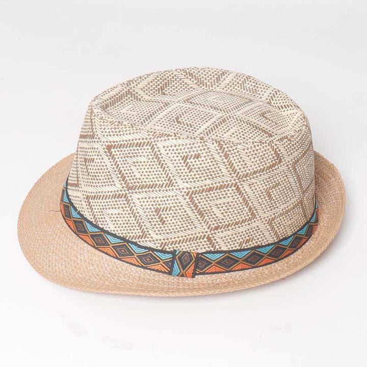 Geflochtener Fedora-Hut im Streetwear-Ethno-Stil für Herren