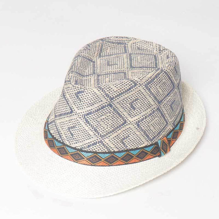 Geflochtener Fedora-Hut im Streetwear-Ethno-Stil für Herren