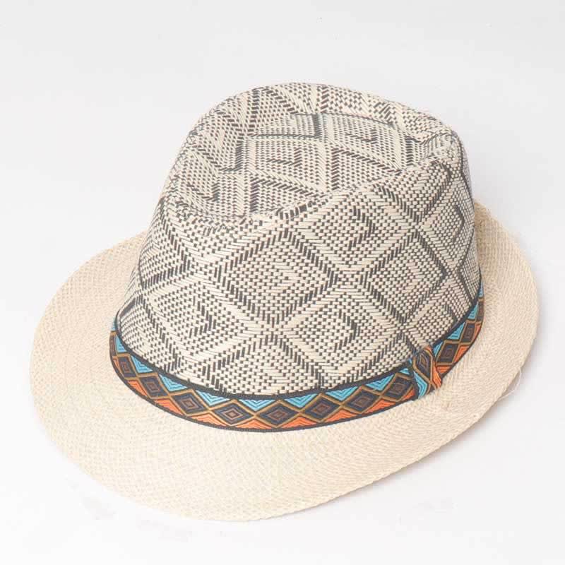 Geflochtener Fedora-Hut im Streetwear-Ethno-Stil für Herren