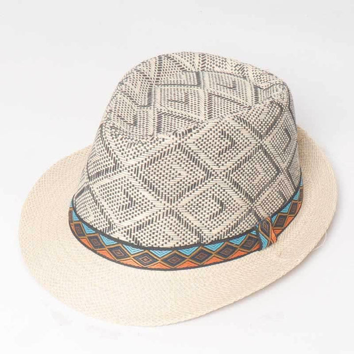 Geflochtener Fedora-Hut im Streetwear-Ethno-Stil für Herren