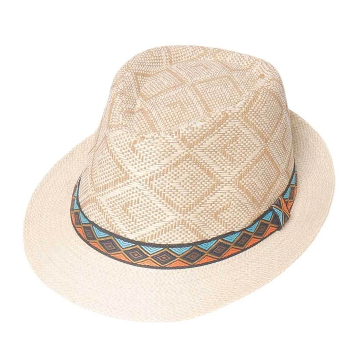 Geflochtener Fedora-Hut im Streetwear-Ethno-Stil für Herren