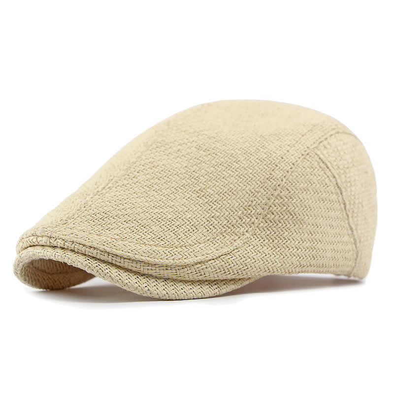 Unisex Stilvolle Baskenmütze mit flachem Oberteil und gewebtem Strohmuster