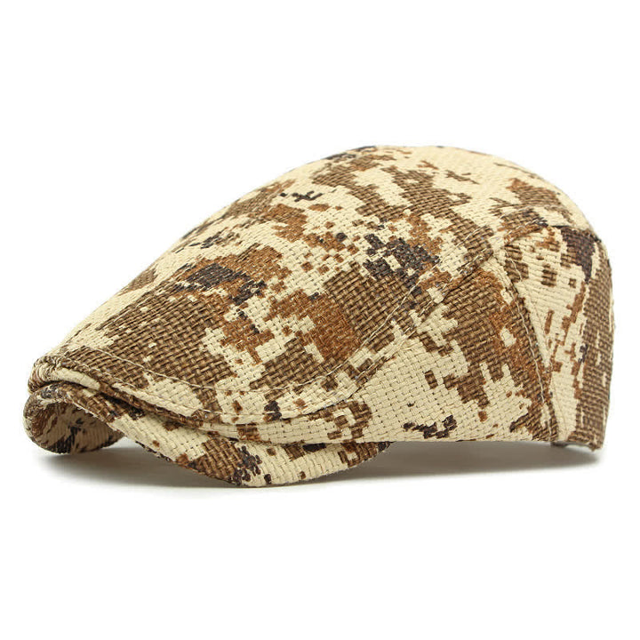Unisex Stilvolle Baskenmütze mit flachem Oberteil und gewebtem Strohmuster