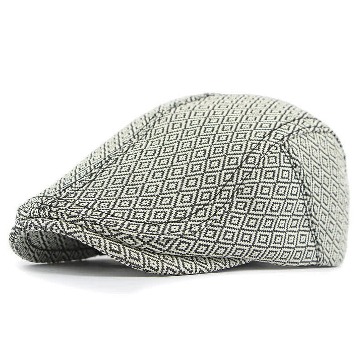 Unisex Stilvolle Baskenmütze mit flachem Oberteil und gewebtem Strohmuster