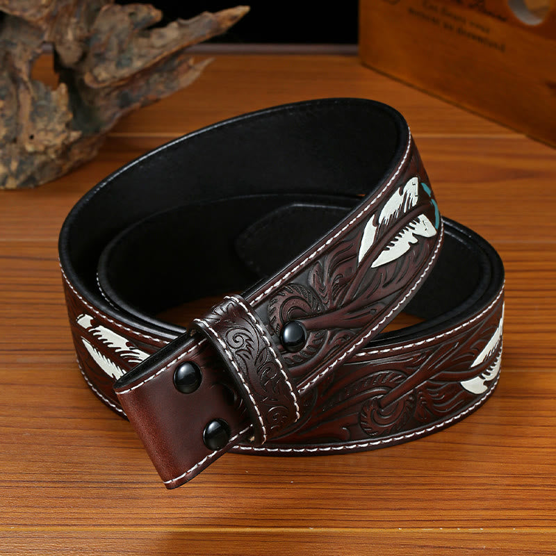 Punk-Feder-geprägtes DIY-Ledergürtelband ohne Gürtelschnalle