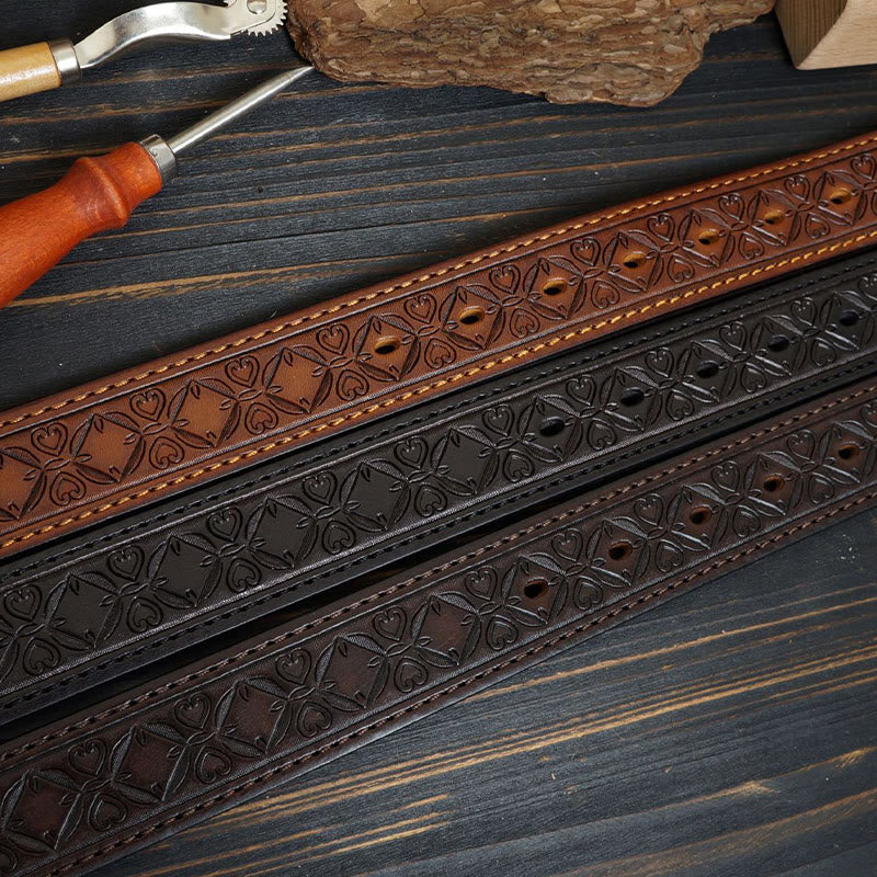 Western-Ledergürtel mit massiver Messingschnalle und Nähten