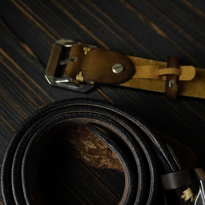 Western-Ledergürtel mit geprägter Edelstahlschnalle