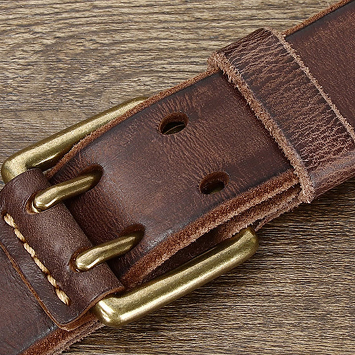 Western-Ledergürtel mit Doppeldornschnalle und 2 Löchern