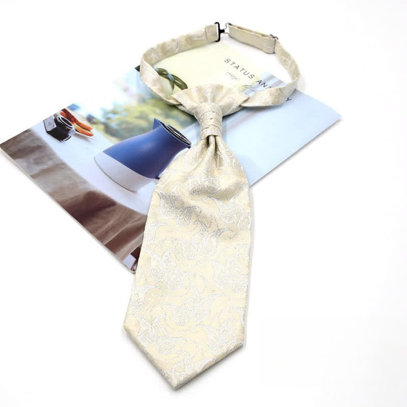 Vorgebundene Krawatte mit Rüschen für Herren, luxuriöse Paisley-Smoking-Ascot-Krawatte