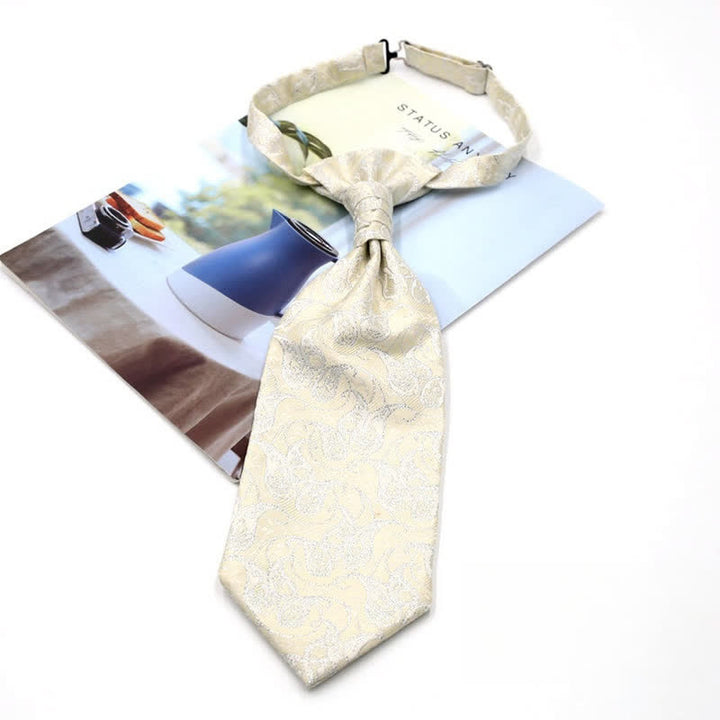 Vorgebundene Krawatte mit Rüschen für Herren, luxuriöse Paisley-Smoking-Ascot-Krawatte