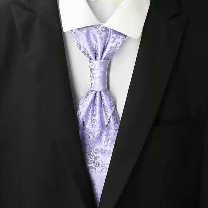 Vorgebundene Krawatte mit Rüschen für Herren, luxuriöse Paisley-Smoking-Ascot-Krawatte