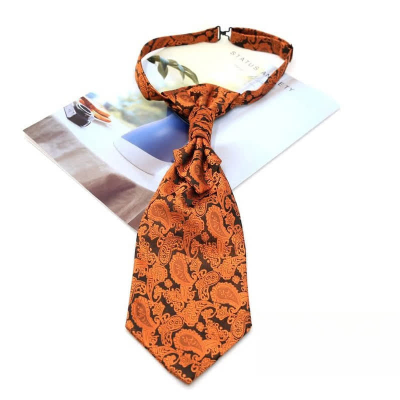 Vorgebundene Krawatte mit Rüschen für Herren, luxuriöse Paisley-Smoking-Ascot-Krawatte