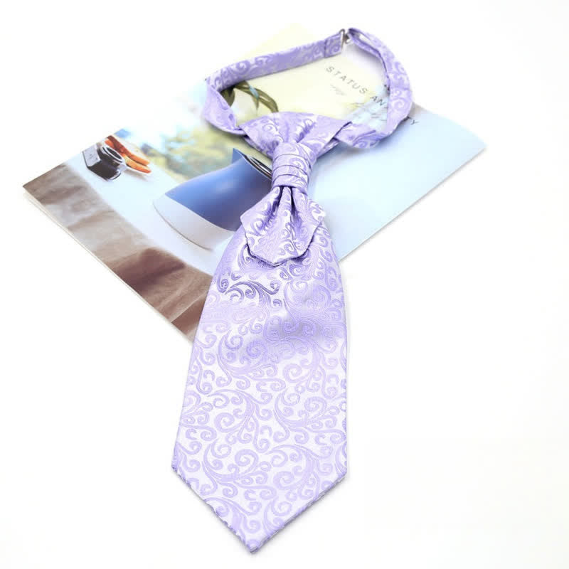 Vorgebundene Krawatte mit Rüschen für Herren, luxuriöse Paisley-Smoking-Ascot-Krawatte