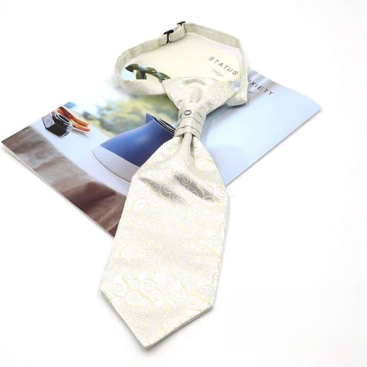 Vorgebundene Krawatte mit Rüschen für Herren, luxuriöse Paisley-Smoking-Ascot-Krawatte