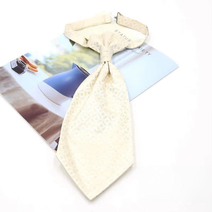 Vorgebundene Krawatte mit Rüschen für Herren, luxuriöse Paisley-Smoking-Ascot-Krawatte