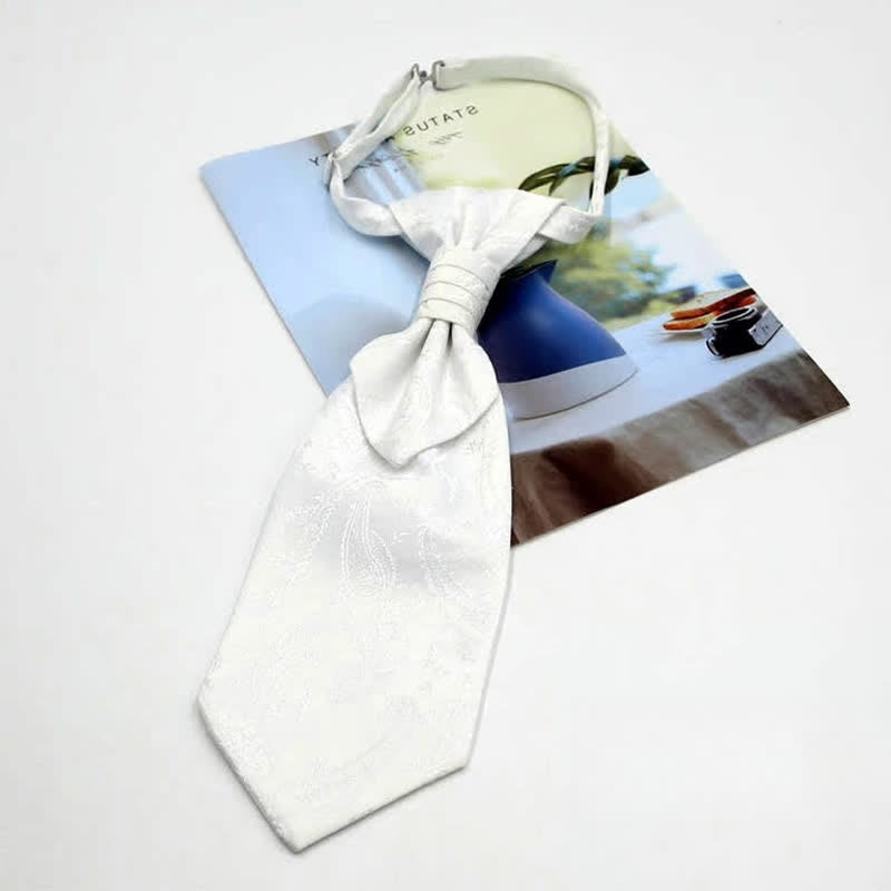 Vorgebundene Krawatte mit Rüschen für Herren, luxuriöse Paisley-Smoking-Ascot-Krawatte