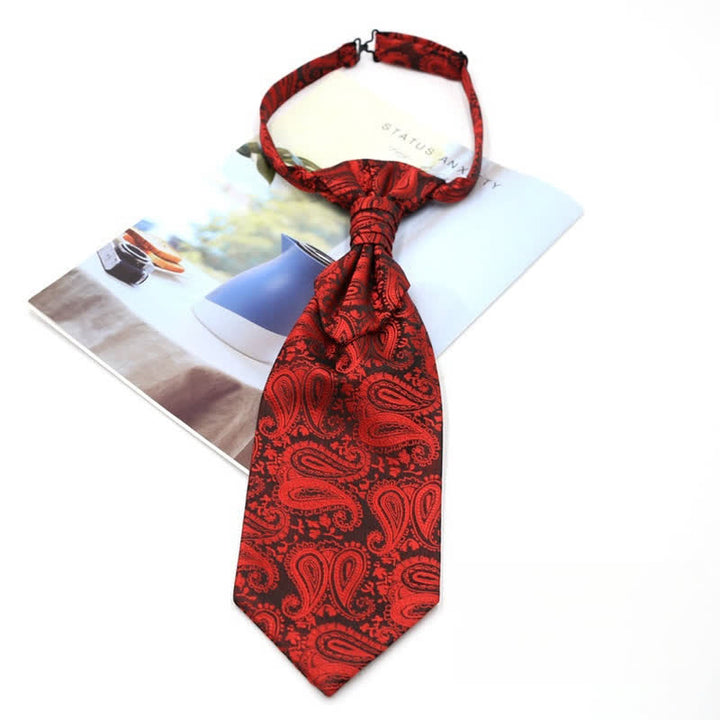Vorgebundene Krawatte mit Rüschen für Herren, luxuriöse Paisley-Smoking-Ascot-Krawatte